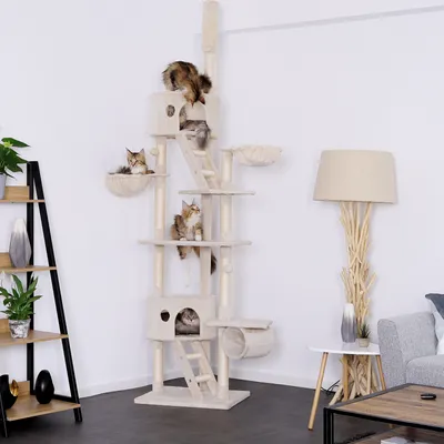 lionto XXL Kratzbaum 230-250 cm mit Sisal, Plüsch, Höhlen und Hängematten lionto XXL Kratzbaum 230-250 cm mit Sisal, Plüsch, Höhlen und Hängematten