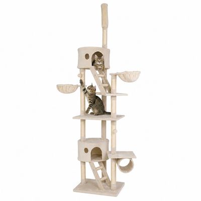 lionto XXL Kratzbaum 230-250 cm mit Sisal, Plüsch, Höhlen und Hängematten