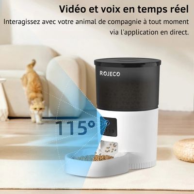 Distributeur automatique de croquettes 3L avec caméra HD - ROJECO
