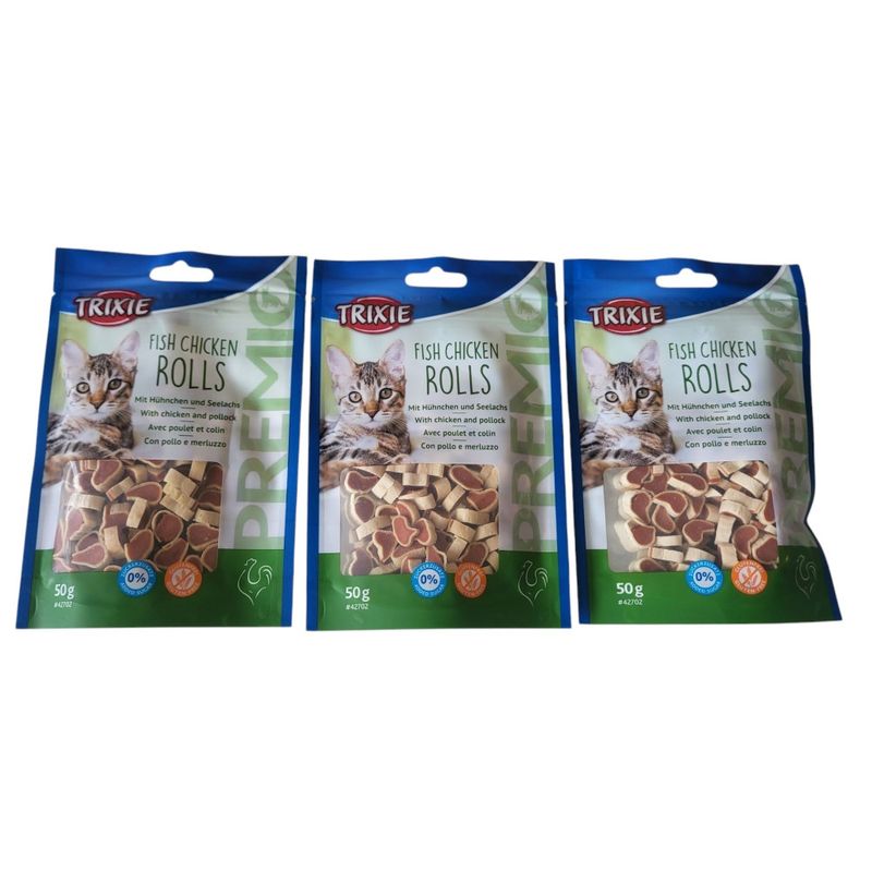 Trixie - Friandise rouleaux  poulet et colin 50 gr (lot3) pour chat
