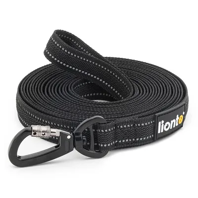 lionto Schleppleine gummiert, Handschlaufe, 360°-Karabiner, reflektierend