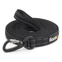 lionto longe pour chien gommée avec poignée, mousqueton 360° et réflecteurs