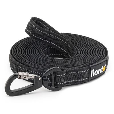 lionto longe pour chien gommée avec poignée, mousqueton 360° et réflecteurs 10 m