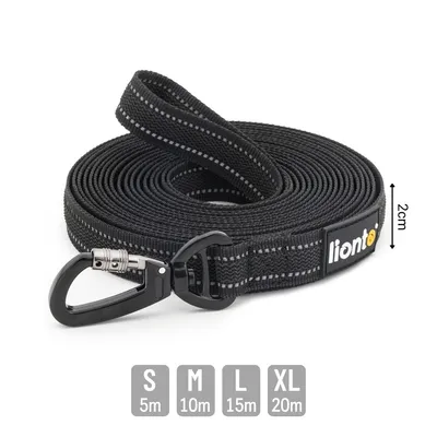 lionto Schleppleine gummiert, Handschlaufe, 360°-Karabiner, reflektierend
