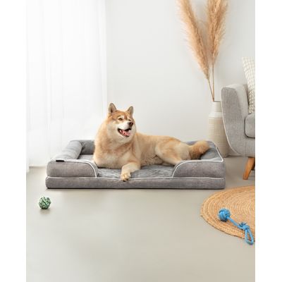 lionto orthopädisches Hundebett mit Rand und waschbarem Bezug