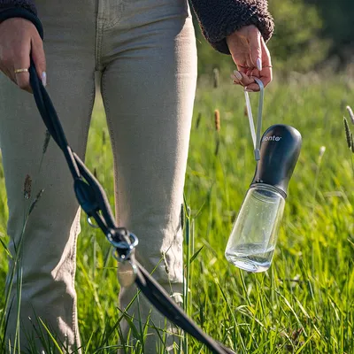 lionto tragbare, auslaufsichere Hundetrinkflasche aus ABS-Kunststoff