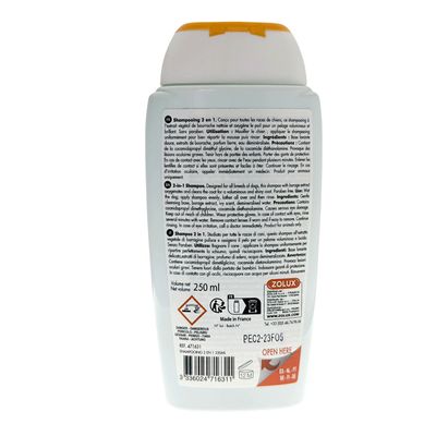 Shampooing 2en1 nettoie et oxygène le poil pour chien  250 ml