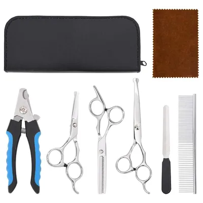 vidaXL ensemble de ciseaux de toilettage pour chiens Acier inoxydable