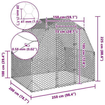 vidaXL poulailler Acier