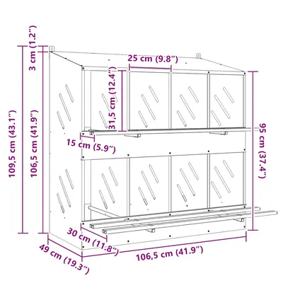 vidaXL nichoir à poules Métal