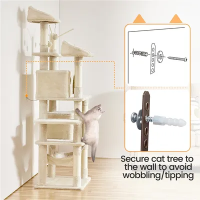 Kratzbaum 170 cm Katzenbaum XL Stabiler Katzenkratzbaum Kletterbau