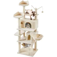 Arbre à Chat Multiniveau Avec Poteaux En Sisal, Niches Et Hamac 170 Cm