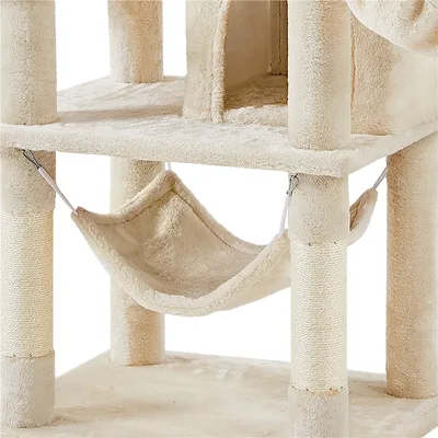 Arbre à Chat Multiniveau Avec Poteaux En Sisal, Niches Et Hamac 170 Cm