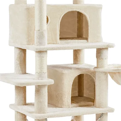 Arbre à Chat Multiniveau Avec Poteaux En Sisal, Niches Et Hamac 170 Cm