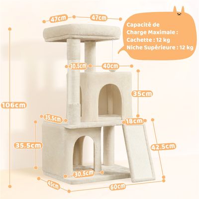 Arbre à Chat En Peluche Avec Poteau En Sisal Planche à Griffer Boule