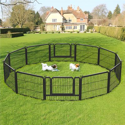 Parc Pour Chien En 12 Panneaux Clôture Pour Chien En Métal 60 Cm Noir