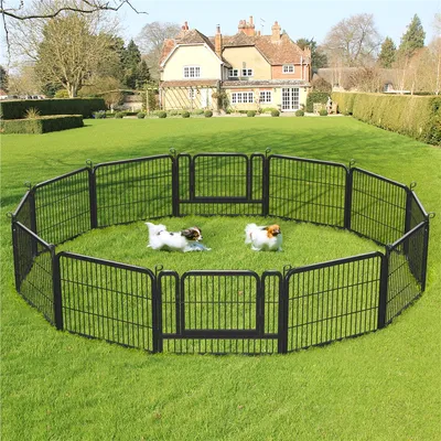 Parc Pour Chien En 12 Panneaux Clôture Pour Chien En Métal 60 Cm Noir