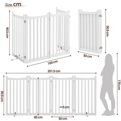 Barrière De Sécurité Chien Pliable En Bois à 4 Panneaux Avec 2 Pieds