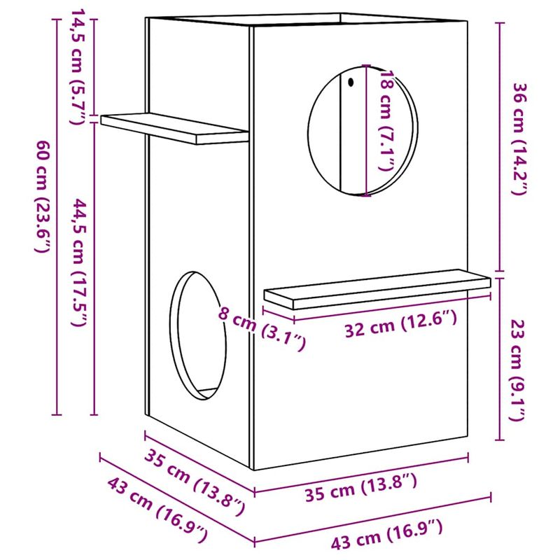 vidaXL maison pour chats Bois de pin
