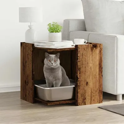 vidaXL meuble de bac à litière pour chat Bois d'ingénierie