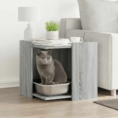 vidaXL meuble de bac à litière pour chat Bois d'ingénierie