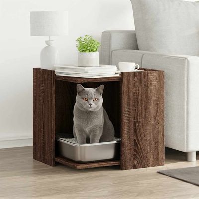 vidaXL enceinte pour litière de chat Bois d'ingénierie