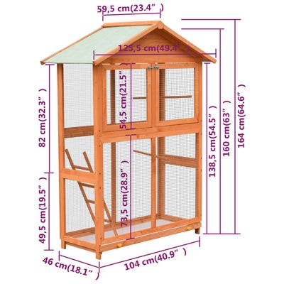 vidaXL cage à oiseaux Bois de pin massif