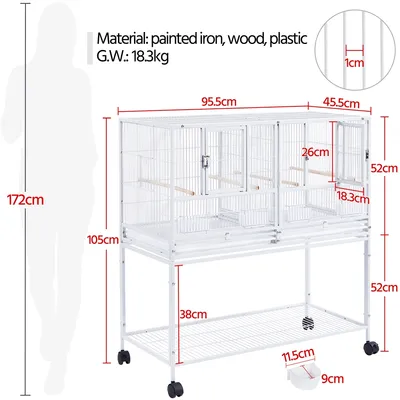 Yaheetech Cage à Oiseaux sur Roulettes