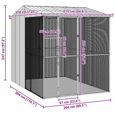 vidaXL Enclos pour oiseaux Acier