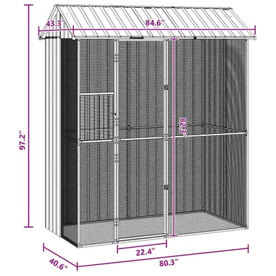 vidaXL Aviary pour oiseaux Acier