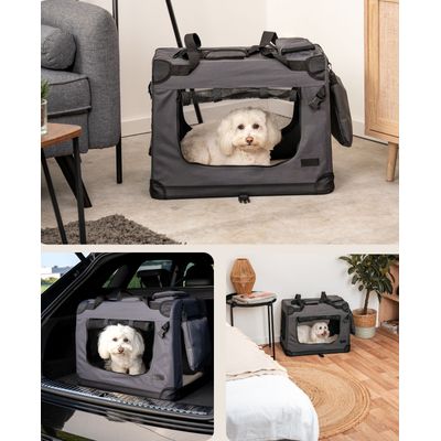 lionto caisse de transport chien pliable, tissu robuste, voyage
