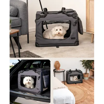 lionto faltbare Hundetransportbox aus robustem Stoff für Auto und Reisen lionto faltbare Hundetransportbox aus robustem Stoff für Auto und Reisen
