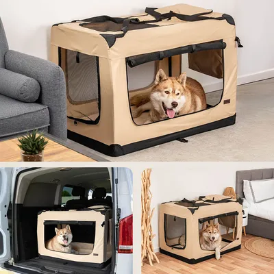 lionto transport chien pliable auto voyage tissu robuste noir