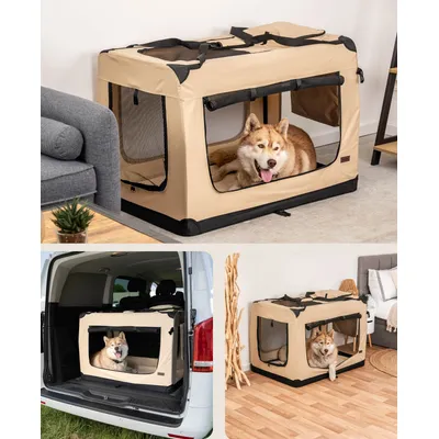 lionto faltbare Hundetransportbox aus robustem Stoff für Auto und Reisen lionto faltbare Hundetransportbox aus robustem Stoff für Auto und Reisen