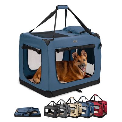 lionto faltbare Hundetransportbox aus robustem Stoff für Auto und Reisen