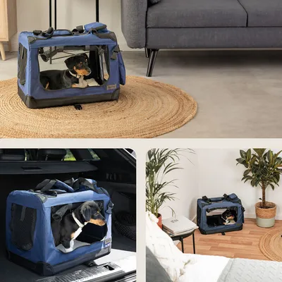 lionto transport chien pliable auto voyage tissu robuste noir