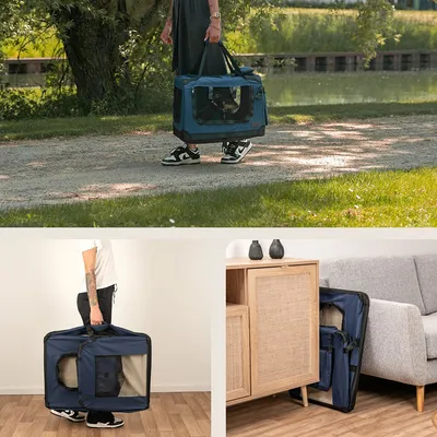 lionto transport chien pliable auto voyage tissu robuste noir