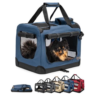 lionto faltbare Hundetransportbox aus robustem Stoff für Auto und Reisen