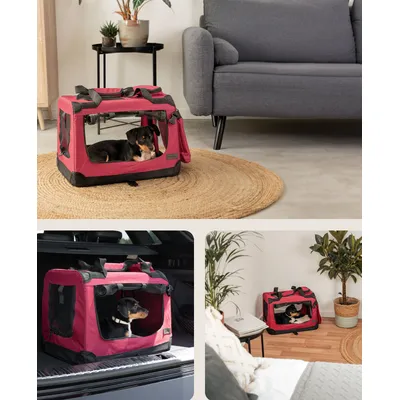 lionto faltbare Hundetransportbox aus robustem Stoff für Auto und Reisen lionto faltbare Hundetransportbox aus robustem Stoff für Auto und Reisen