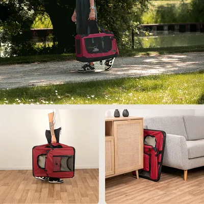 lionto transport chien pliable auto voyage tissu robuste noir