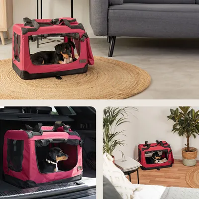 lionto transport chien pliable auto voyage tissu robuste noir