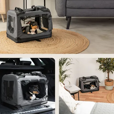 lionto transport chien pliable auto voyage tissu robuste noir