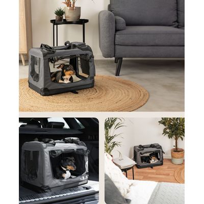 lionto caisse de transport chien pliable, tissu robuste, voyage