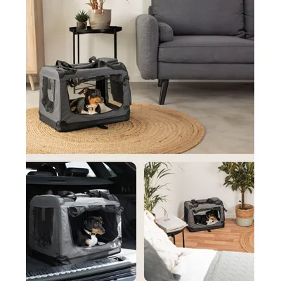 lionto faltbare Hundetransportbox aus robustem Stoff für Auto und Reisen lionto faltbare Hundetransportbox aus robustem Stoff für Auto und Reisen