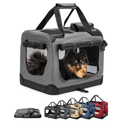 lionto faltbare Hundetransportbox aus robustem Stoff für Auto und Reisen