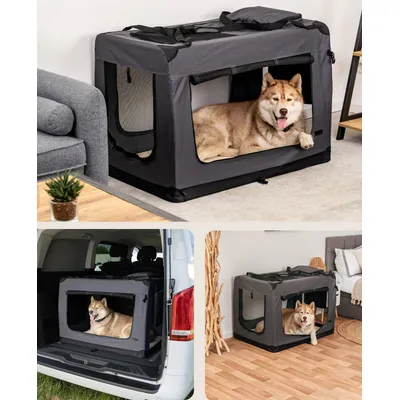 lionto faltbare Hundetransportbox aus robustem Stoff für Auto und Reisen lionto faltbare Hundetransportbox aus robustem Stoff für Auto und Reisen