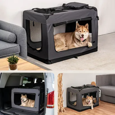 lionto transport chien pliable auto voyage tissu robuste noir