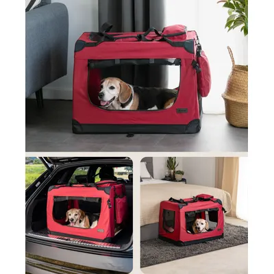 lionto faltbare Hundetransportbox aus robustem Stoff für Auto und Reisen lionto faltbare Hundetransportbox aus robustem Stoff für Auto und Reisen