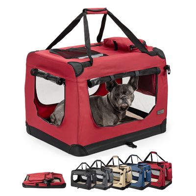 lionto faltbare Hundetransportbox aus robustem Stoff für Auto und Reisen
