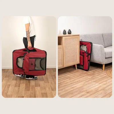 lionto transport chien pliable auto voyage tissu robuste noir